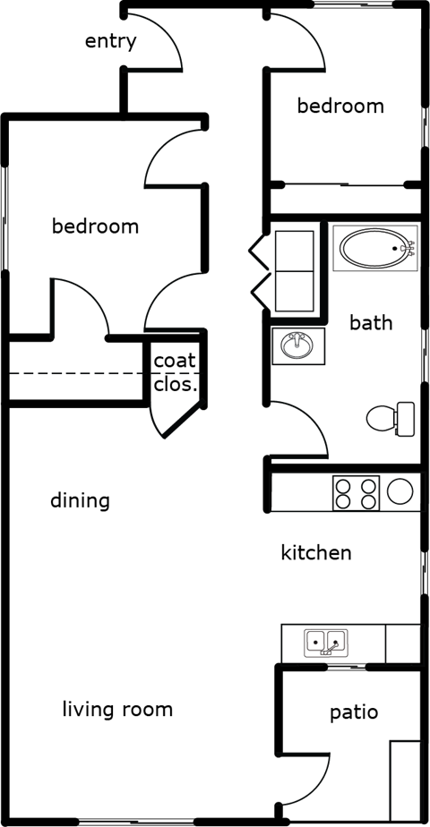 a floor plan of a house with a bedroom and a living room